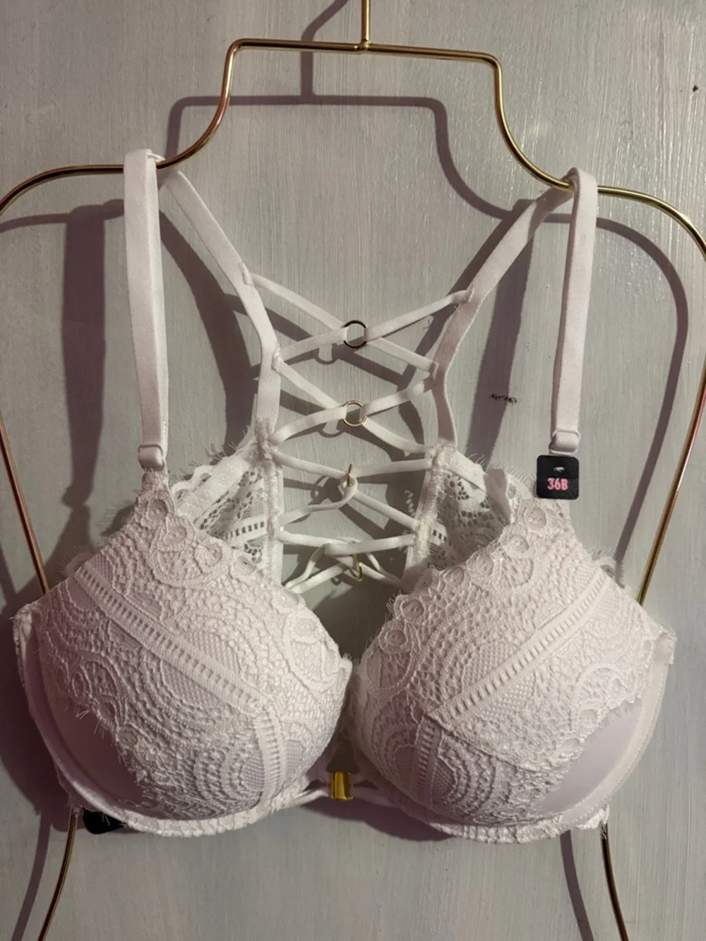 Lace Double Push-Up Bra w/ Strappy Back - Picture 1 of 3